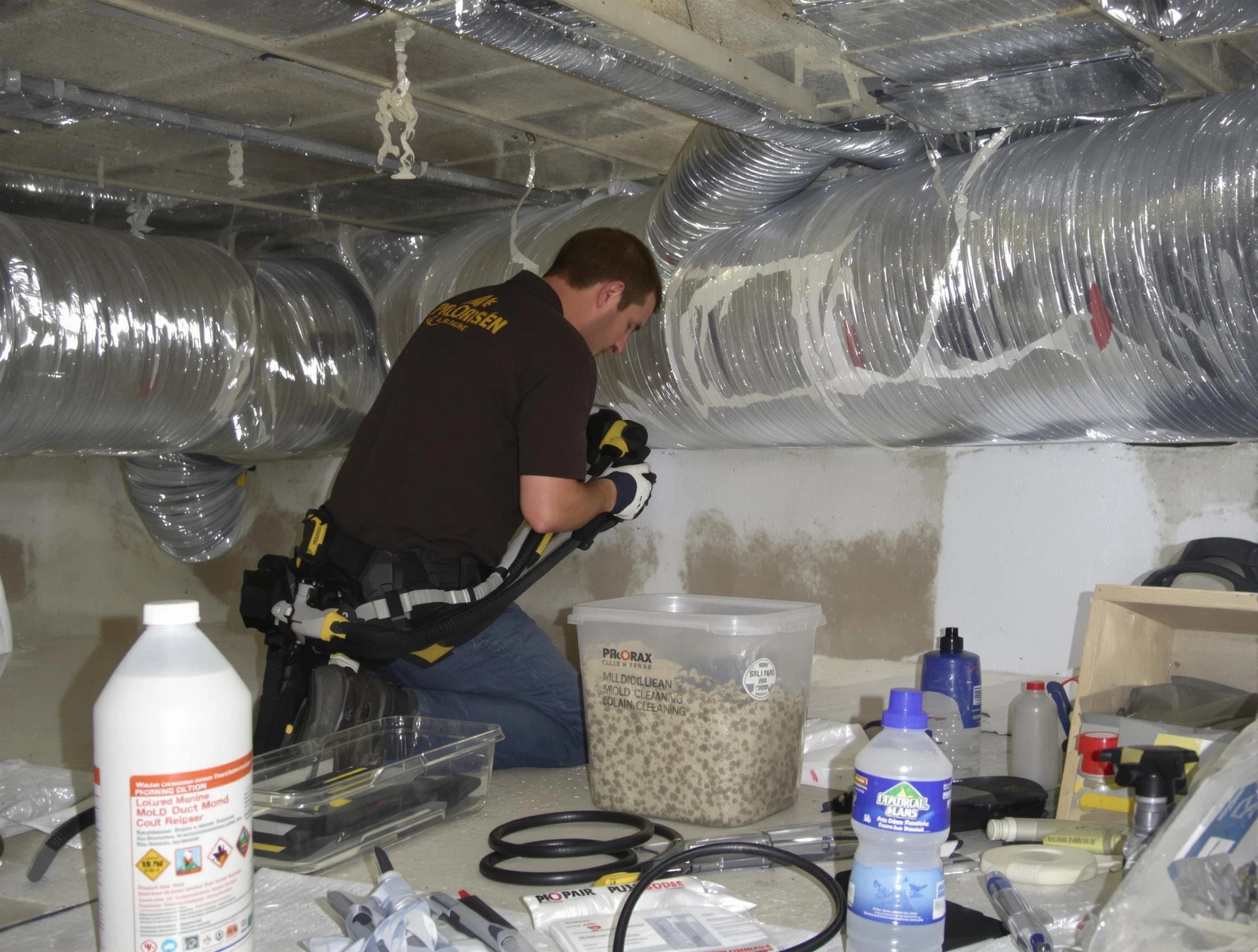 Ontario Air Duct Cleaning specialist performing professional mold removal from air ducts in Ontario