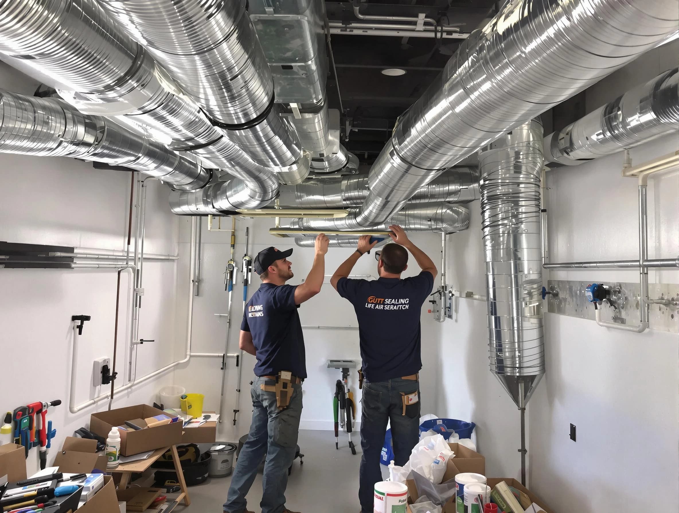 Ontario Air Duct Cleaning technician applying professional duct sealing solutions in Ontario