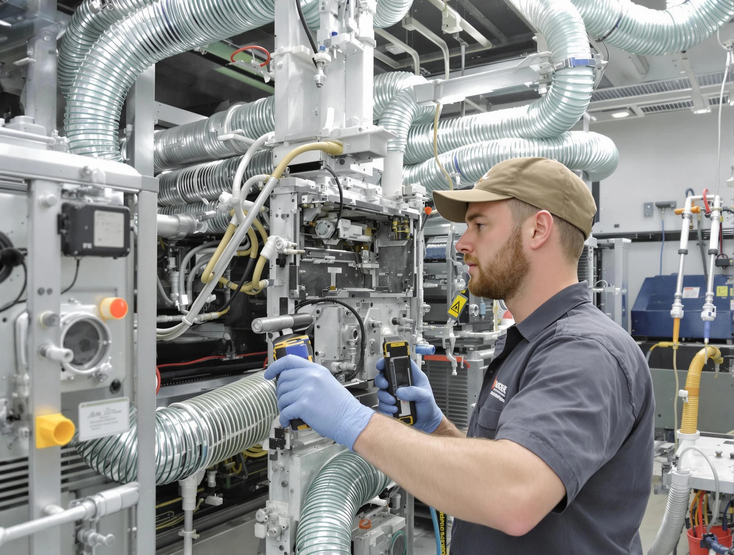 Ontario Air Duct Cleaning technician performing precision commercial coil cleaning at a business facility in Ontario