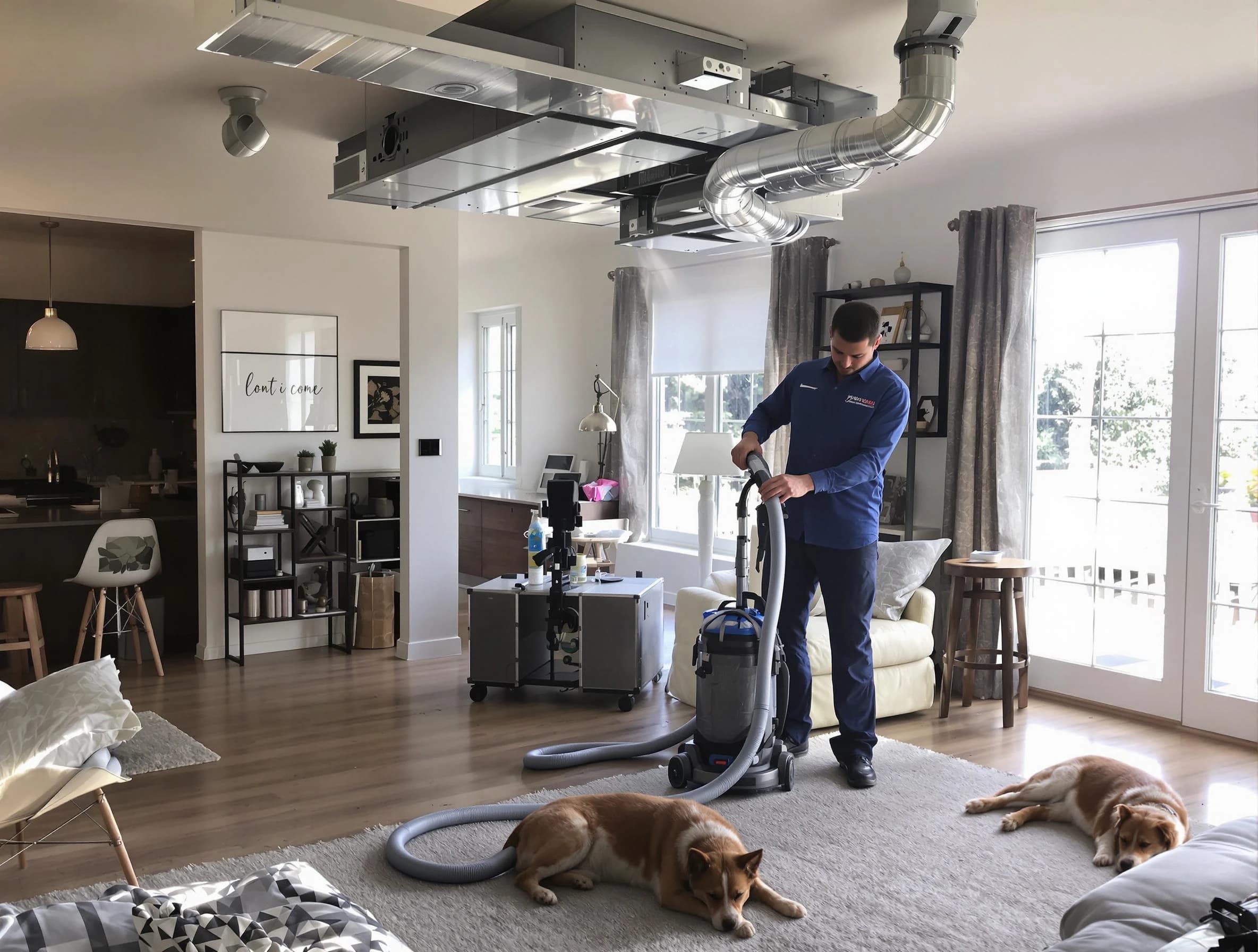 Ontario Air Duct Cleaning technician performing detailed indoor duct cleaning for improved air quality in Ontario